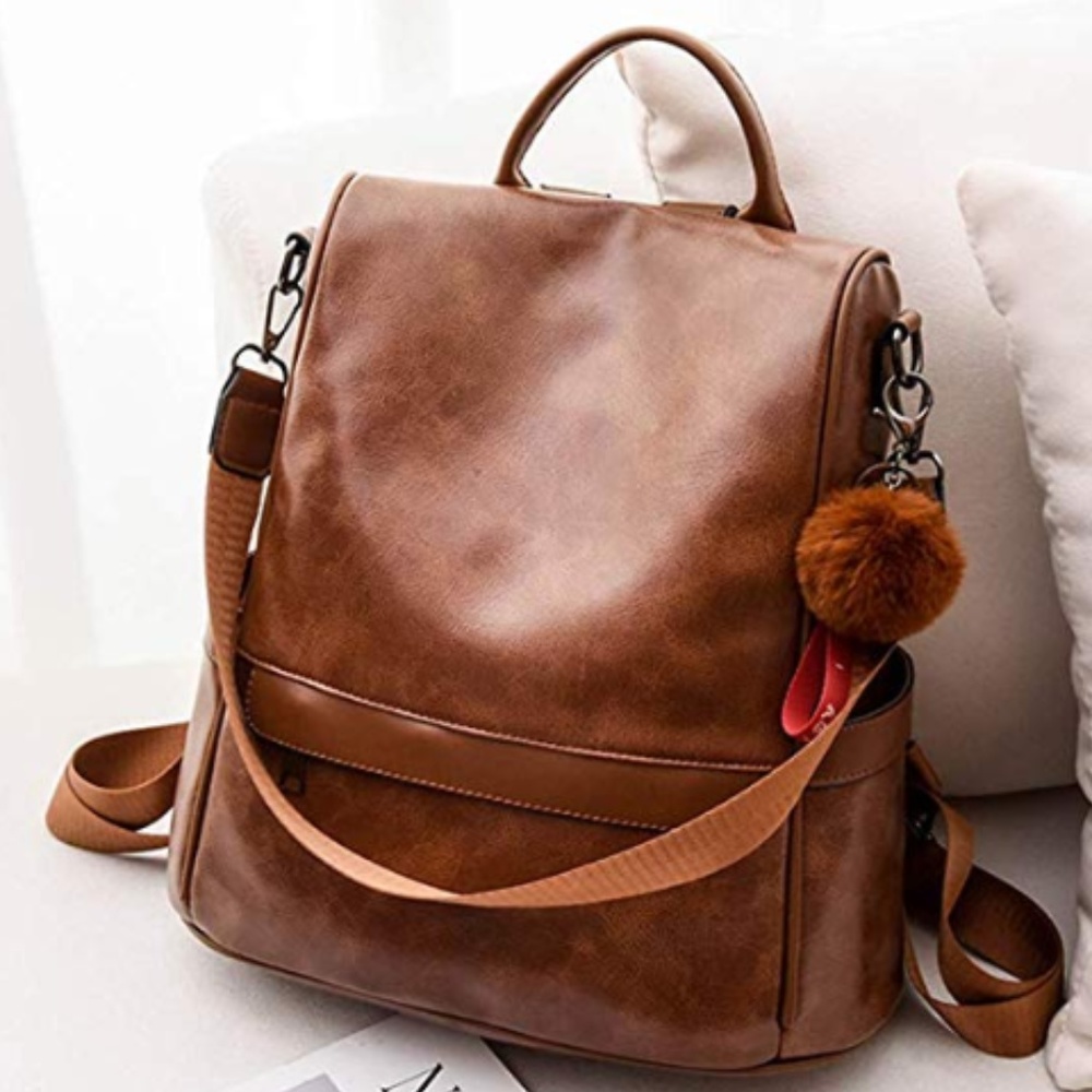 🖤HP🖤 Leather Backpack with Pom Pom Charm